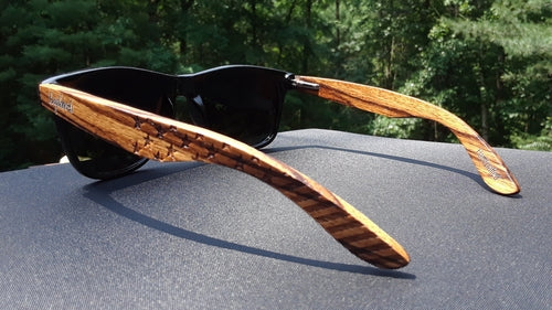 Zebrawood Stars and Stripes Sunglasses with Bamboo Case, Polarized