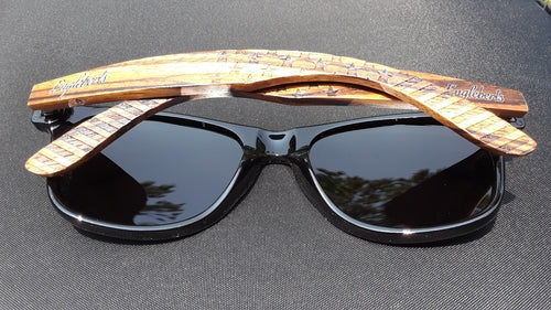 Zebrawood Stars and Stripes Sunglasses with Bamboo Case, Polarized