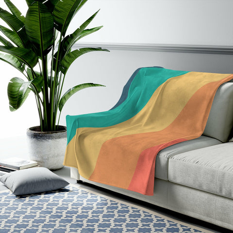 Diagonal Stripes Plush Throw Blanket