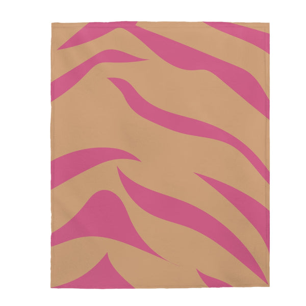 Pink and Orange Tiger Stripes Plush Throw Blanket