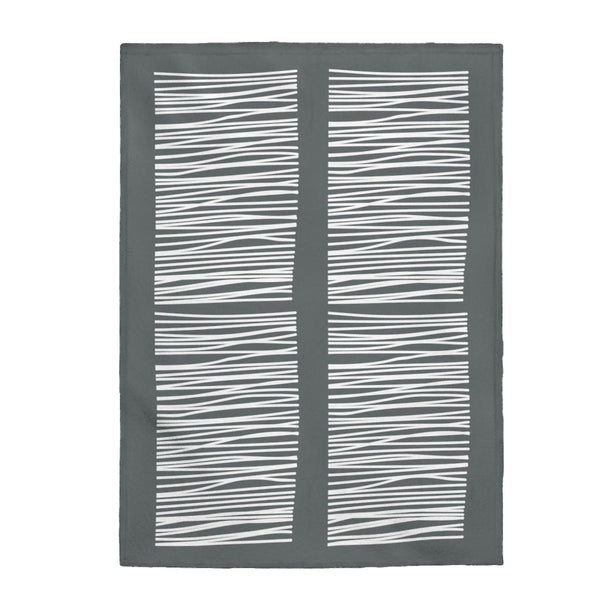 Dark Gray Abstract Lines Plush Throw Blanket