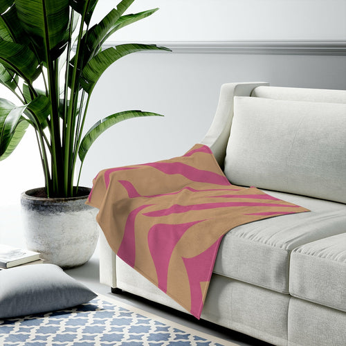 Pink and Orange Tiger Stripes Plush Throw Blanket