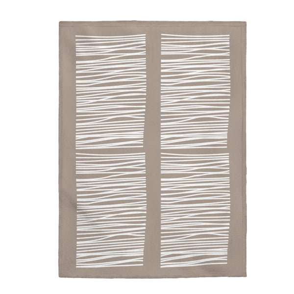 Beige Abstract Lines Plush Throw Blanket