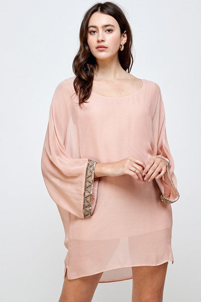 Beaded Sleeve Band Kimono Dress