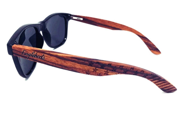 Zebrawood Stars and Stripes Sunglasses with Bamboo Case, Polarized