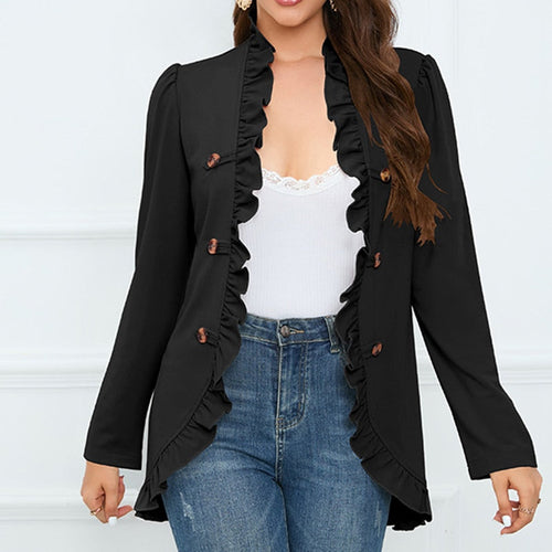 Ruffled Pleated Fashion Cardigan