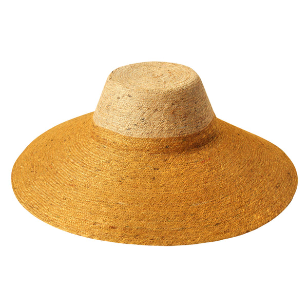 RIRI DUO Jute Straw Hat in Natural & Golden Yellow