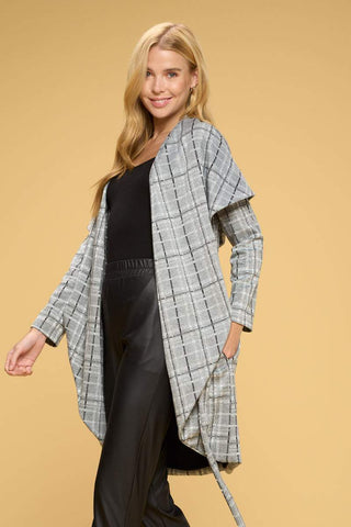 Plaid Open Front Cardigan