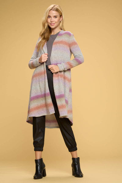 Brushed Ombre Open Front Cardigan