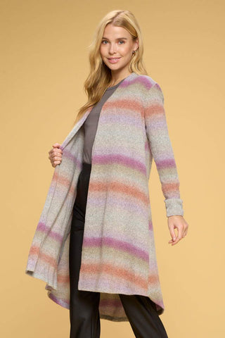 Brushed Ombre Open Front Cardigan