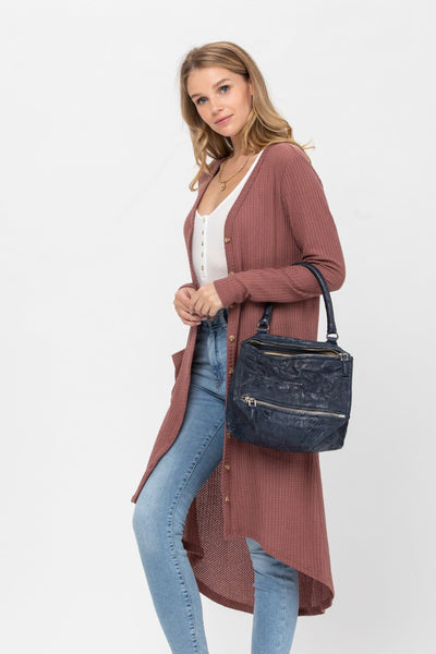 Button-Down Solid Color Knit Cardigan with Pockets