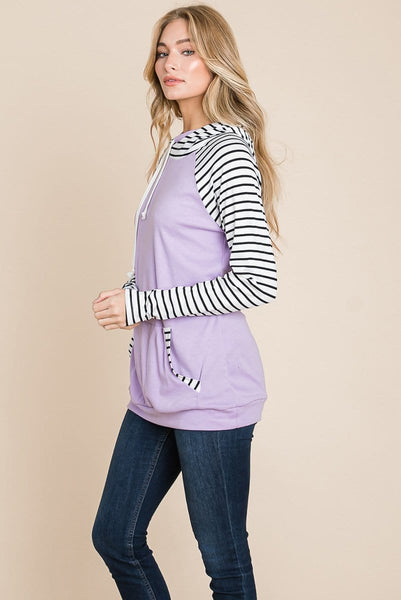 Color Block Striped Double Hoodie Sweatshirts