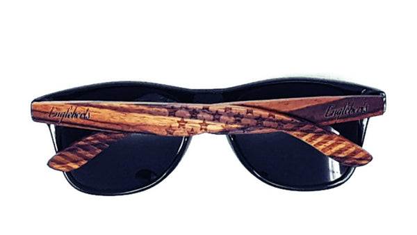 Zebrawood Stars and Stripes Sunglasses with Bamboo Case, Polarized