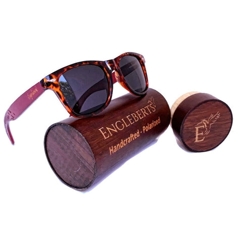 Red Bamboo Tortoise Framed Sunglasses with Bamboo Case, Polarized