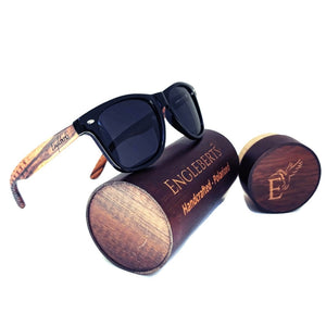 Zebrawood Stars and Stripes Sunglasses with Bamboo Case, Polarized