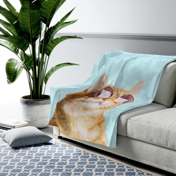 Cat Rules Velveteen Plush Throw Blanket