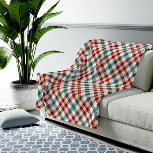 Red and Green Plaid Plush Throw Blanket