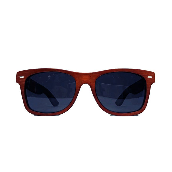 Red Stripe Two Tone Sunglasses with Bamboo Case, Polarized