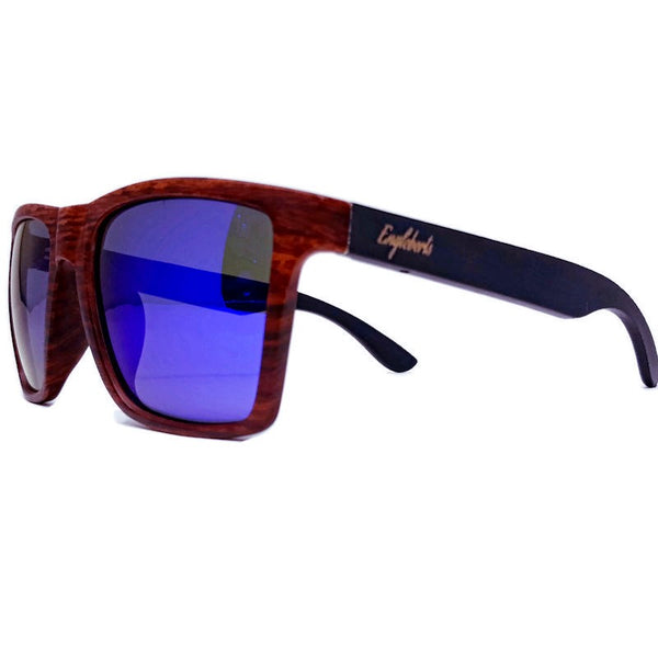 Oak Colored Frames, Bamboo Sunglasses with Bamboo Case, Blue Polarized