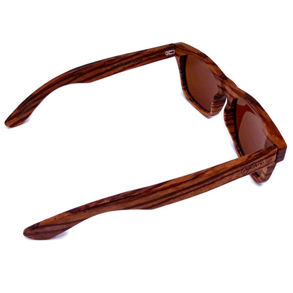 Zebrawood Full Frame Polarized Sunglasses with Bamboo Case