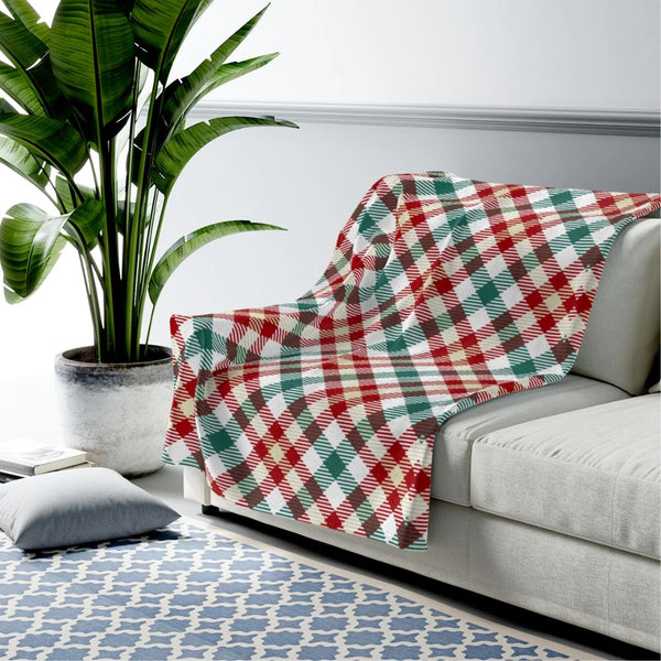 Red and Green Plaid Plush Throw Blanket