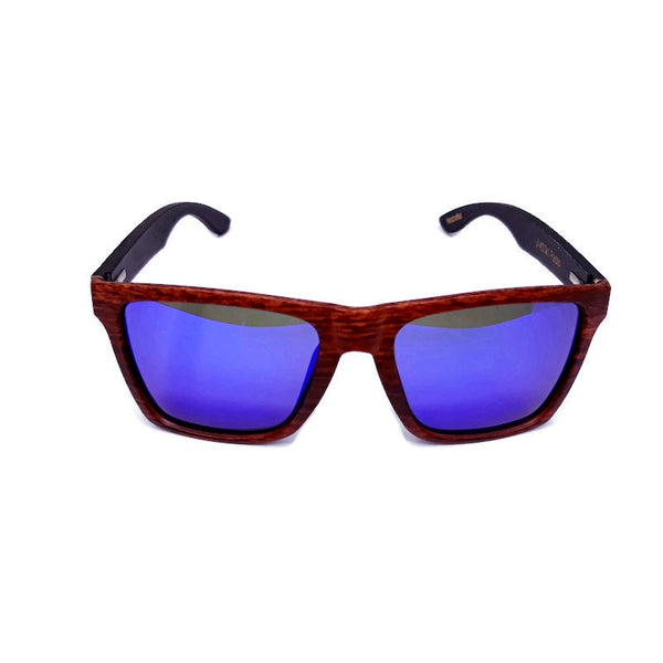 Oak Colored Frames, Bamboo Sunglasses with Bamboo Case, Blue Polarized