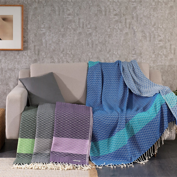 Caria Hand-Loomed Cotton Throw Blanket