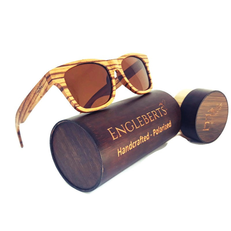 Zebrawood Full Frame Polarized Sunglasses with Bamboo Case