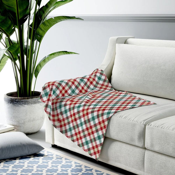 Red and Green Plaid Plush Throw Blanket