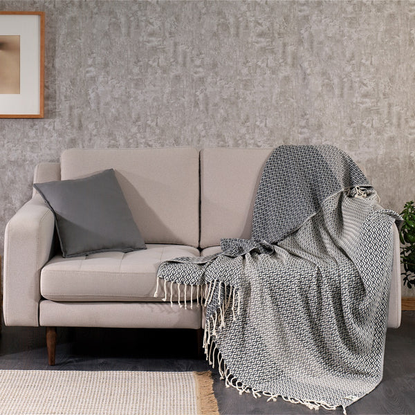 Caria Hand-Loomed Cotton Throw Blanket