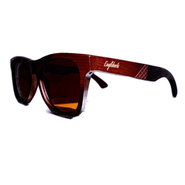 Crimson Wooden Sunglasses with Bamboo Case, Tea Polarized