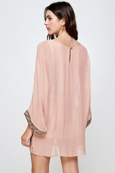 Beaded Sleeve Band Kimono Dress