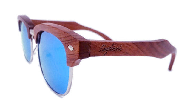 Sandalwood Sunglasses with Bamboo Case, Ice Blue Polarized