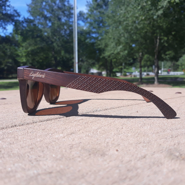 Crimson Wooden Sunglasses with Bamboo Case, Tea Polarized