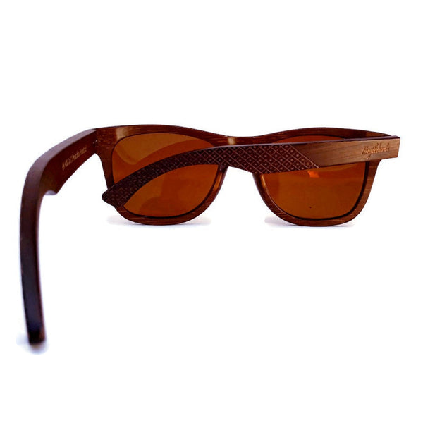 Crimson Wooden Sunglasses with Bamboo Case, Tea Polarized