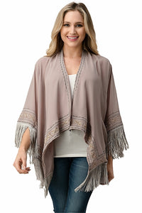 Beaded With Tassel Hemmed Cover Up Kimono Cardigan