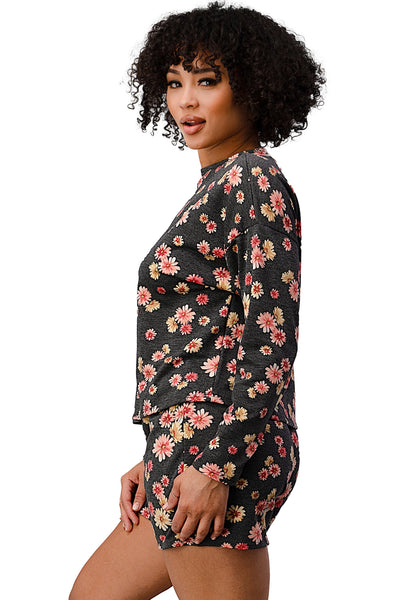 French Terry Daisy Floral Short Sleepwear Set