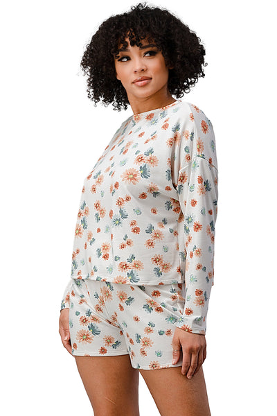 French Terry Daisy Floral Short Sleepwear Set