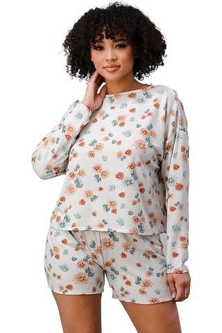 French Terry Daisy Floral Short Sleepwear Set