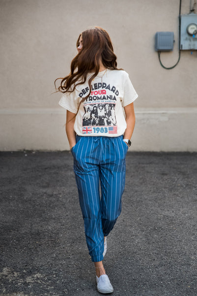 Lightweight Joggers in Steel Blue Stripe