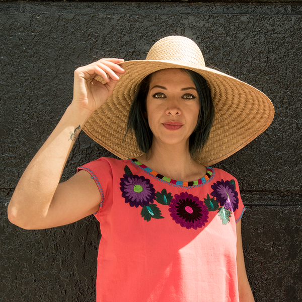 Huipil with Colorful Embroidered Flowers