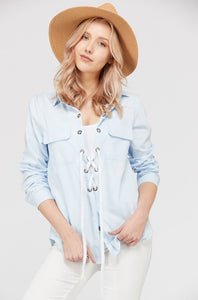 Lace Up Blouse Top