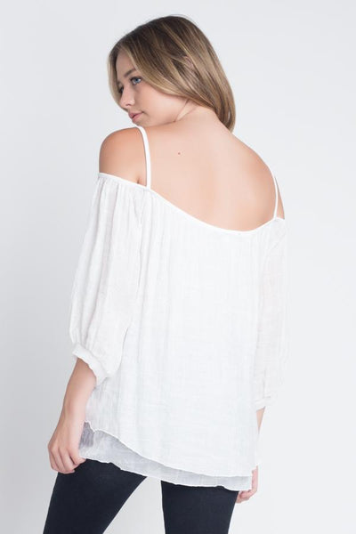 Cold Shoulder Buttoned Top