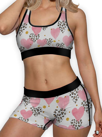 Mixed Leopard Hearts Ellie Sports Bra