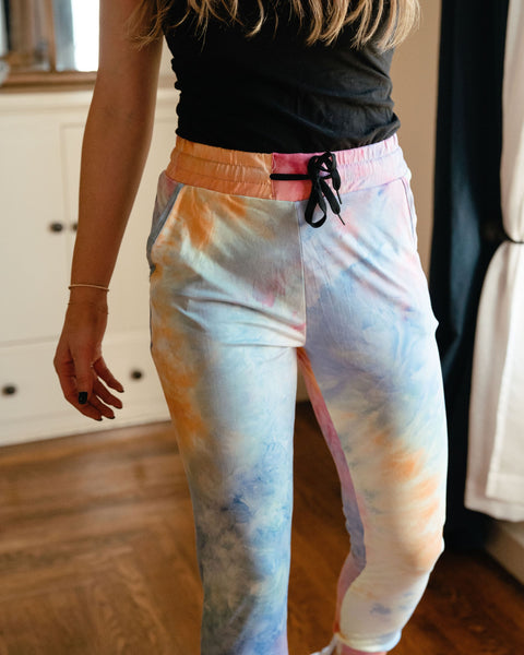 Ultra Soft Joggers in Light Pink Rainbow