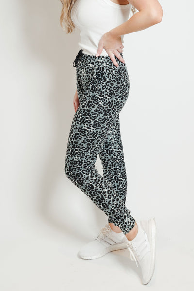 Ultra Soft Joggers in Gray Leopard