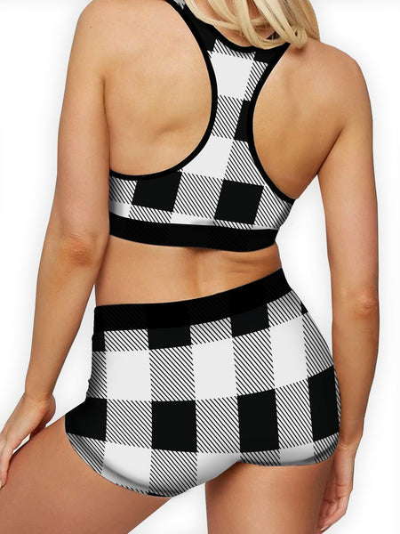 Black White Plaid Boyshort