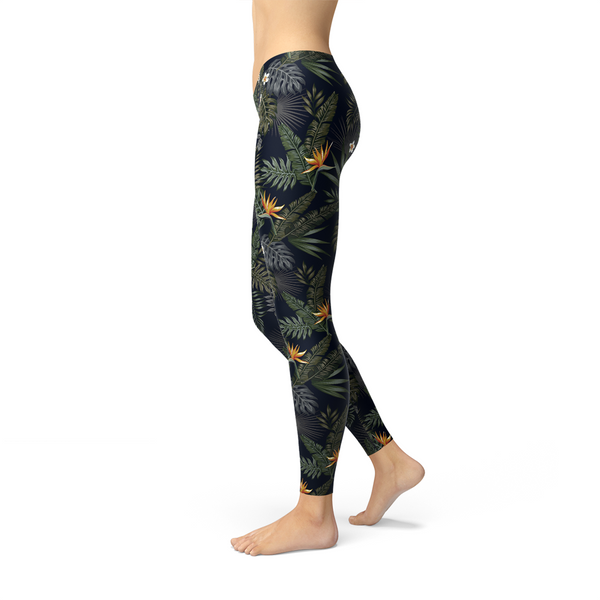 Bird of Paradise Black Leggings