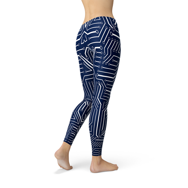 Navy Blue Circuit Leggings