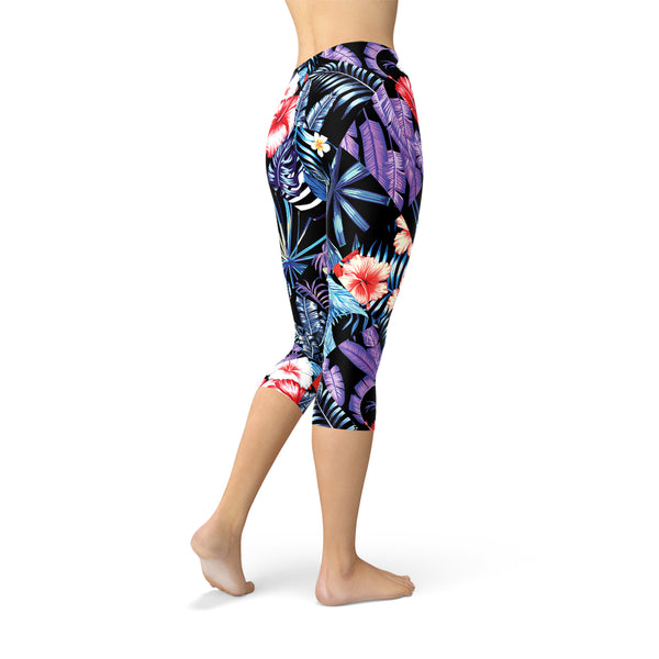 Tropical Floral Capri Leggings